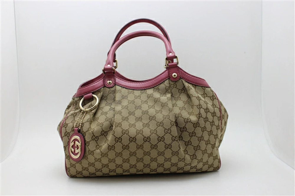 Gucci bag handbag canvas calfskin Rose Pink